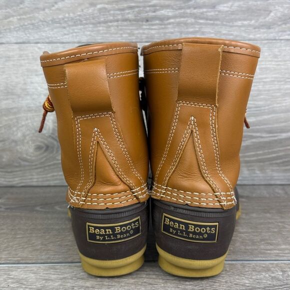 LL Bean Bean Boots Women’s Sz 7M Gore-Tex Tan Leather 8” Lace Up 6-Eye Duck Boot - Picture 4 of 14